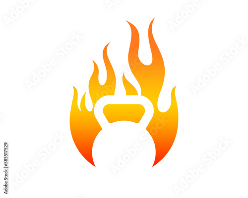 Fire flame with gym kettle bell inside