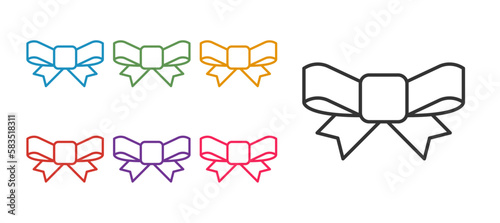 Set line Gift bow icon isolated on white background. Set icons colorful. Vector