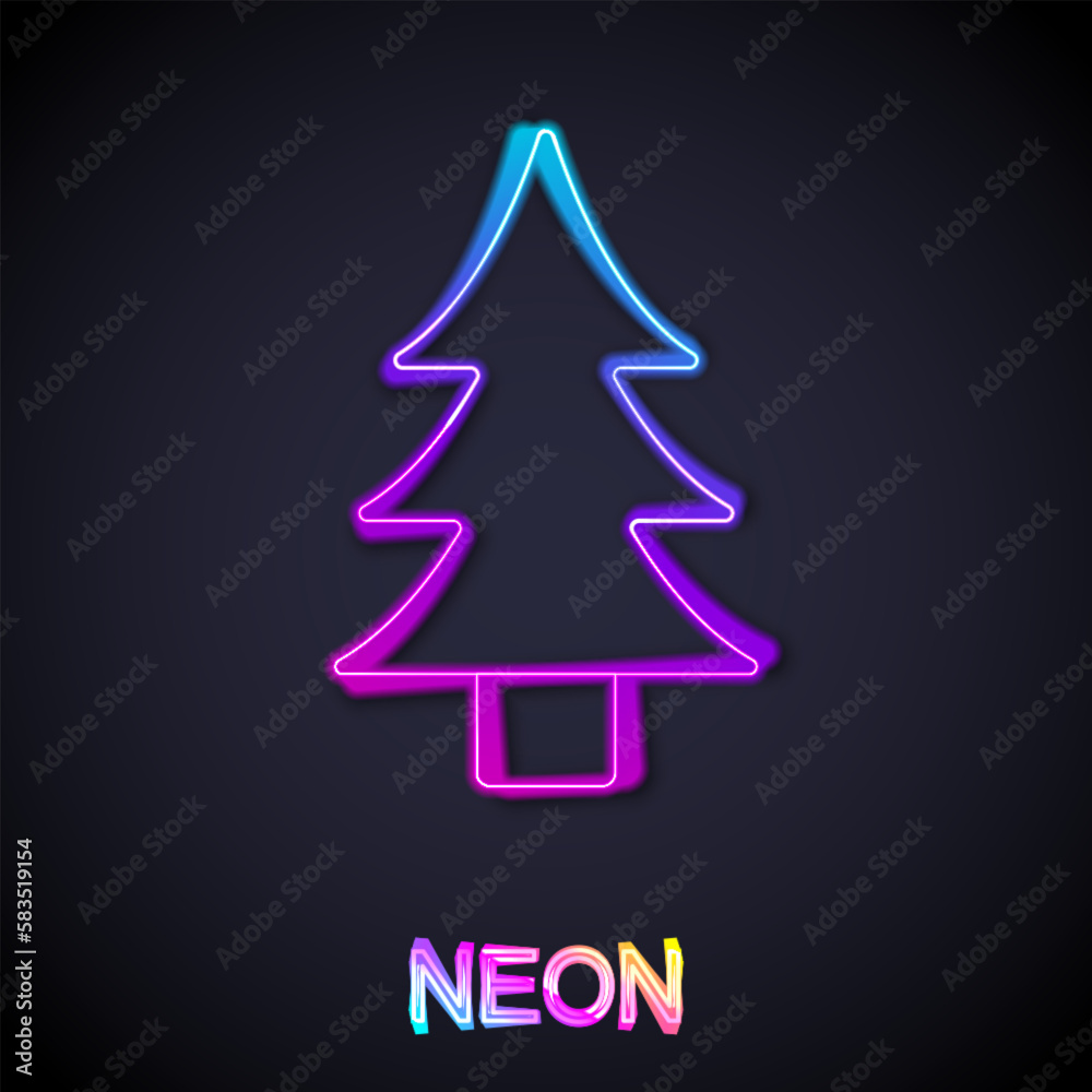 Glowing neon line Tree icon isolated on black background. Forest symbol. Vector Glowing neon line Tree icon isolated on black background. Forest symbol. Vector