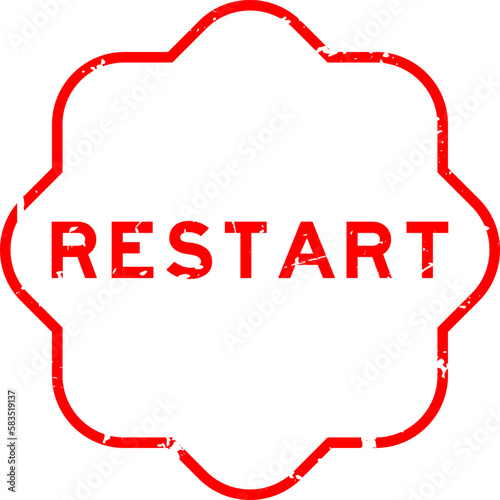 Grunge red restart word rubber seal stamp on white background