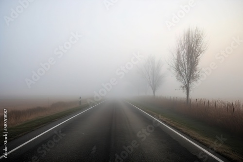 empty road at cloudy morning, generative ai © Arisctur