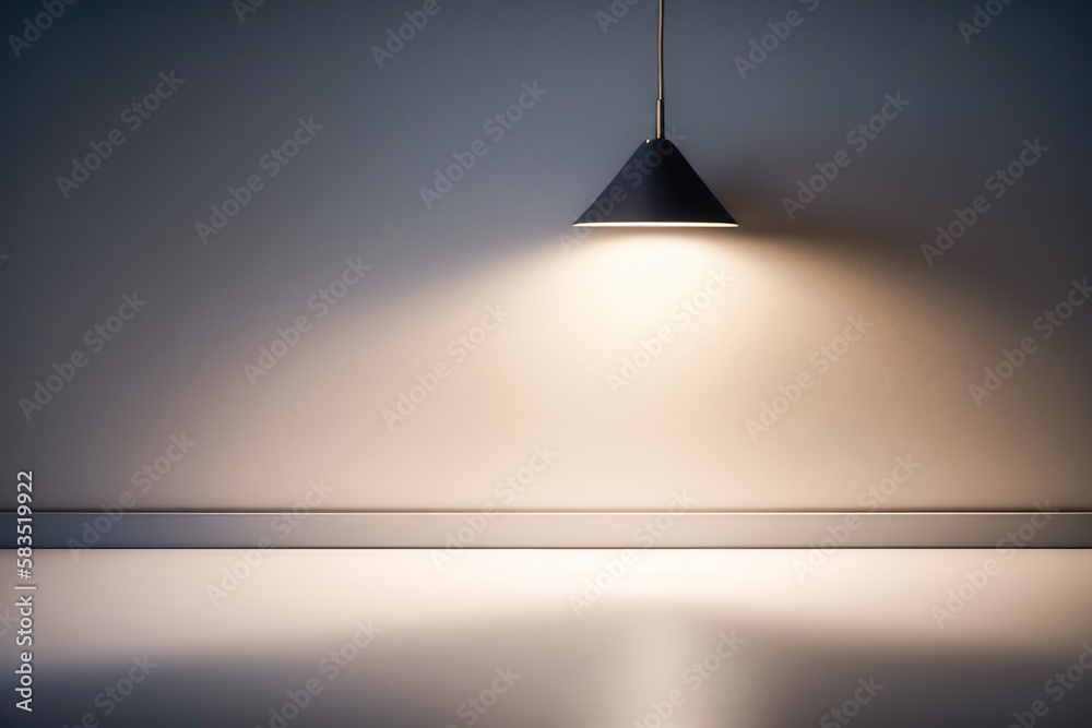 Gray wall with lighting from a metal black lamp. Modern universal for presentation background, AI generated. Gray wall with lighting from a metal black lamp. Modern universal for presentation background, AI generated.