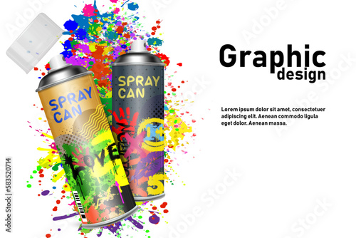 Aerosol paint for graffiti with art design elements. Design template, poster.