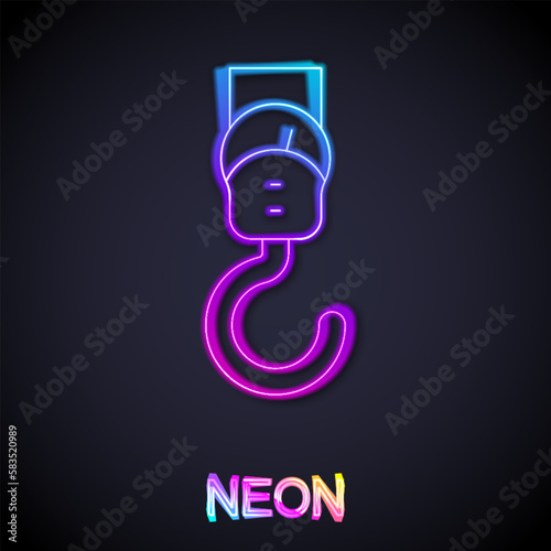 Glowing neon line Spring scale icon isolated on black background. Balance for weighing. Determination of weight. Vector