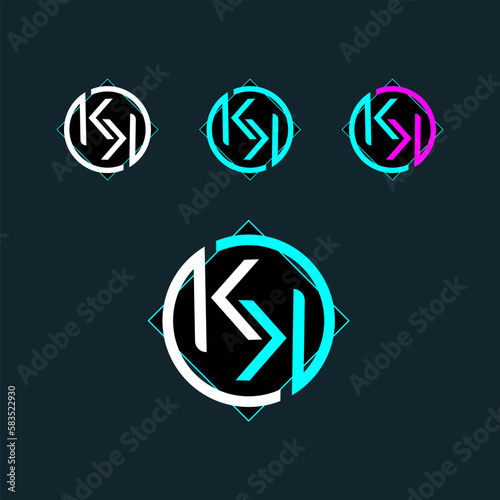 KK trendy letter logo design with circle