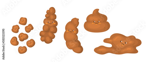 Poop excrement for bristol scale chart. Cute poop characters.