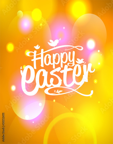 Happy Easter lettering card vector template