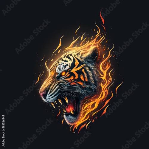 a scorching predator with flaming effect for wildlife prints generative ai © Align