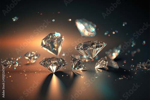 radiance of a glowing diamond jewel background with generative ai technology