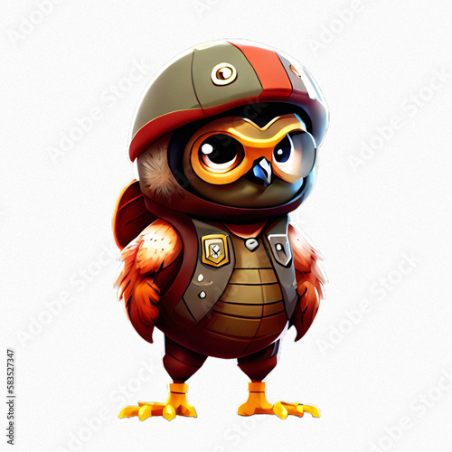 Cute and adorable owl wearing Custome outfits, transparent image, AI art.