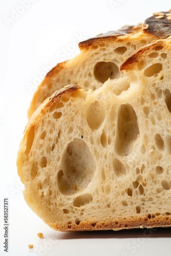 Bread silice cut isolated on white. Generative AI