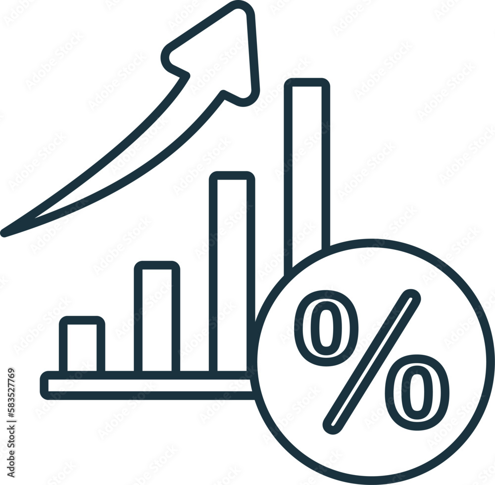 Raise Interest Rate line icon. Monochrome simple Raise Interest Rate outline icon for templates, web design and infographics Raise Interest Rate line icon. Monochrome simple Raise Interest Rate outline icon for templates, web design and infographics