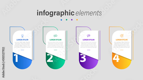 Vector infographic flat template oval color for four label, diagram, graph, presentation. Business concept with 4 options. For content, flowchart, steps, timeline, workflow, marketing. EPS10
