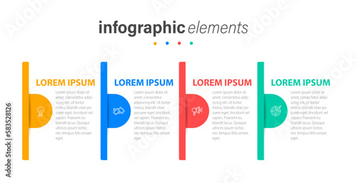 Creative concept for infographic with 4 steps. Four colorful graphic elements. Timeline design for brochure, presentation. Infographic design layout, Concept of business model with 4 successive steps.