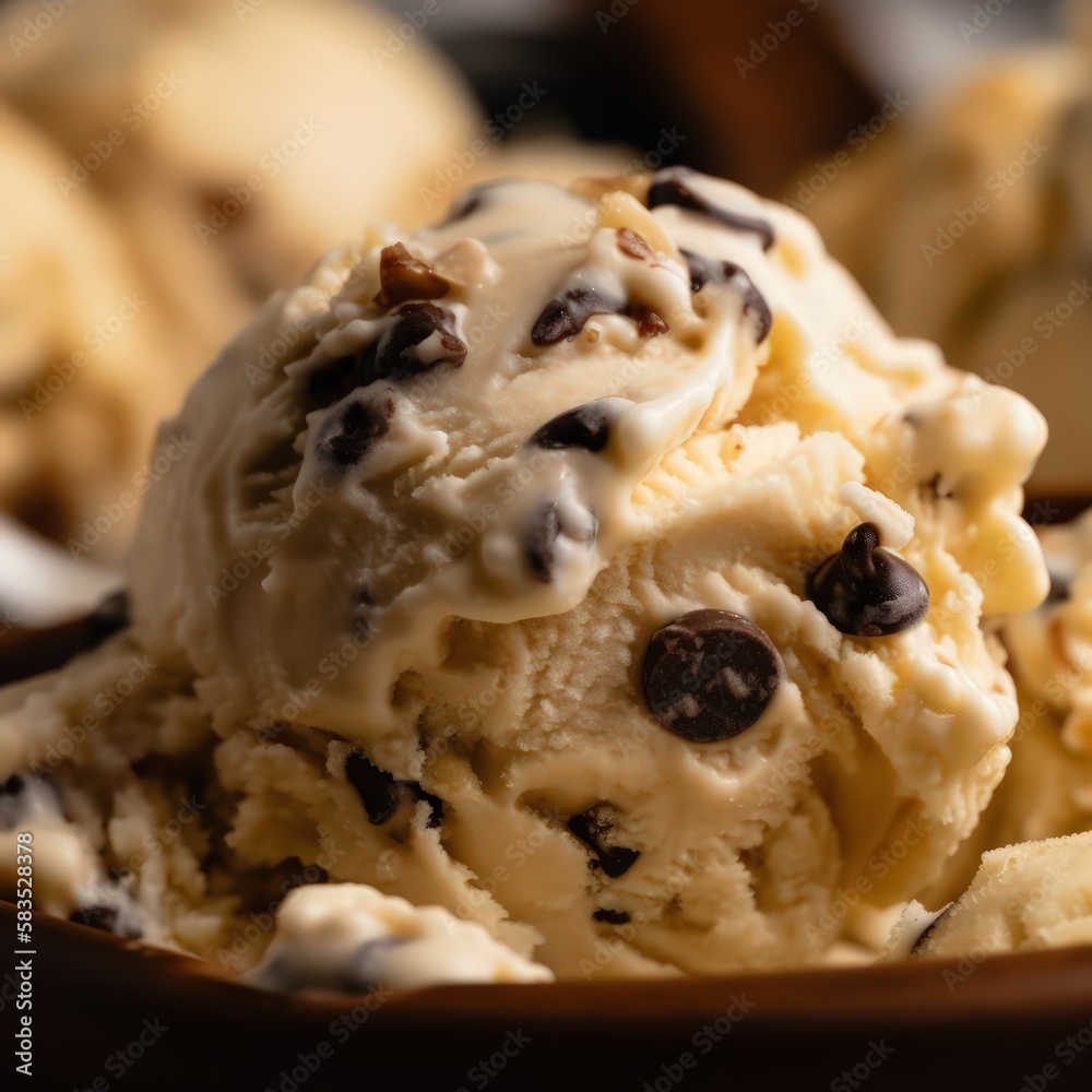 cookie dough ice-cream, close up - ai generated