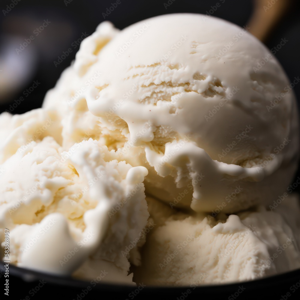 vanilla ice-cream, close up - ai generated