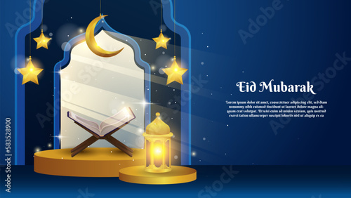 ramadan background with Al Quran and lantern. sparkling light. prayer times in the month of Ramadan