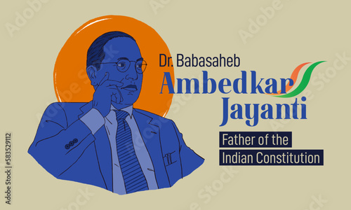 PrintIndian freedom fighter Dr. Babasaheb Bhimrao Ambedkar Jayanti 14 April, Ambedkar Vector, and Typography. photo