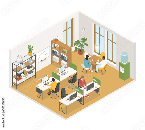 Office workplace - modern vector colorful isometric illustration