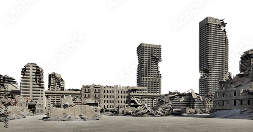 Tableau sur toile A ghost town born of war on a transparent background.