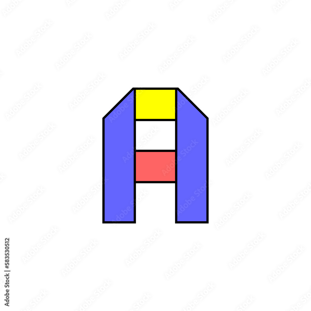 Font alphabet folded from colored paper, letter made in multi-colored ribbon, vector illustration 10EPS