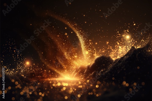 luxurious golden glittering particles wallpaper for premium look generative ai