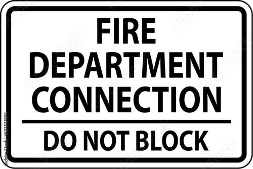 Fire Department Connection Sign On White Background