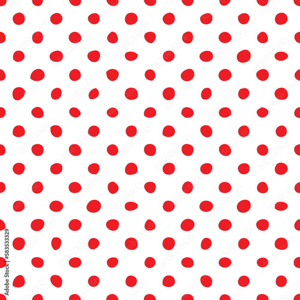 Tile vector pattern with hand drawn red polka dots on white background Tile vector pattern with hand drawn red polka dots on white background