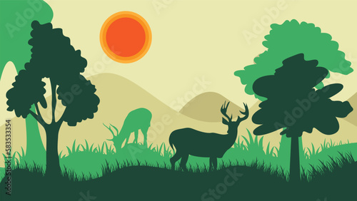 vector illustration of animals in the forest