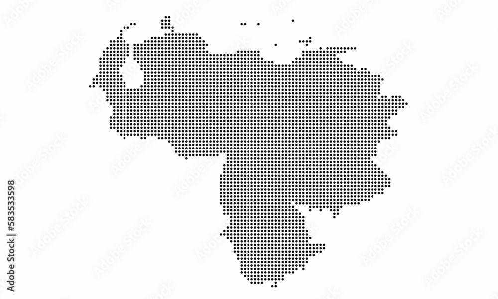 Venezuela dotted map with grunge texture in dot style. Abstract vector illustration of a country map with halftone effect for infographic. 