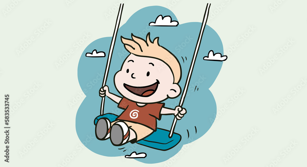 Glückliches Kind schaukelt auf einer Schaukel Stock Illustration