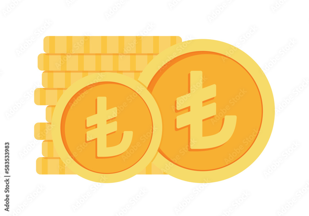 Turkish Lira Coin Icon for Business and Finance Turkey Money Currency Elements Vector Illustration Turkish Lira Coin Icon for Business and Finance Turkey Money Currency Elements Vector Illustration