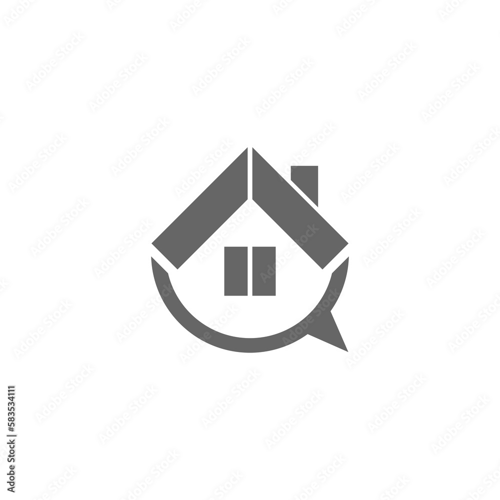 House building and speech bubble icon isolated on transparent background House building and speech bubble icon isolated on transparent background
