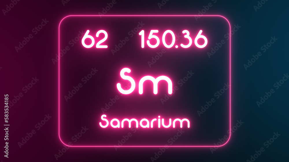 Modern periodic table Samarium element neon text Illustration