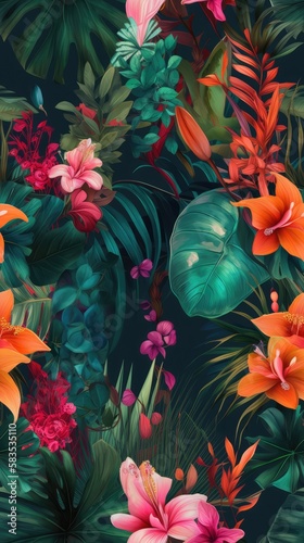 Floral pattern texture wallpaper  made with generated ai