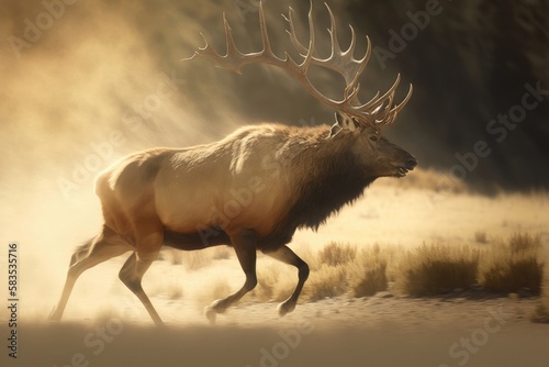 A Elk Macro Photovery Fast Shutter. Generative AI photo