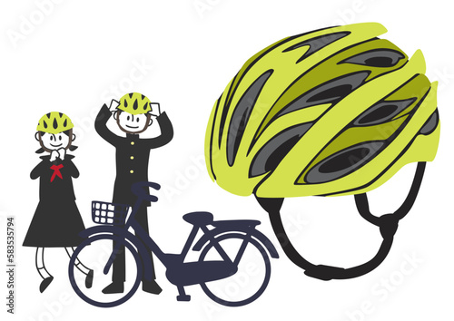 自転車のヘルメット着用を啓発するイラスト
