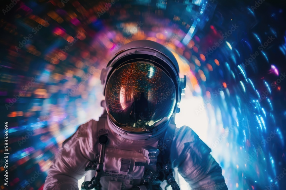 Astronaut travelling in deep space, made with generative ai Astronaut travelling in deep space, made with generative ai
