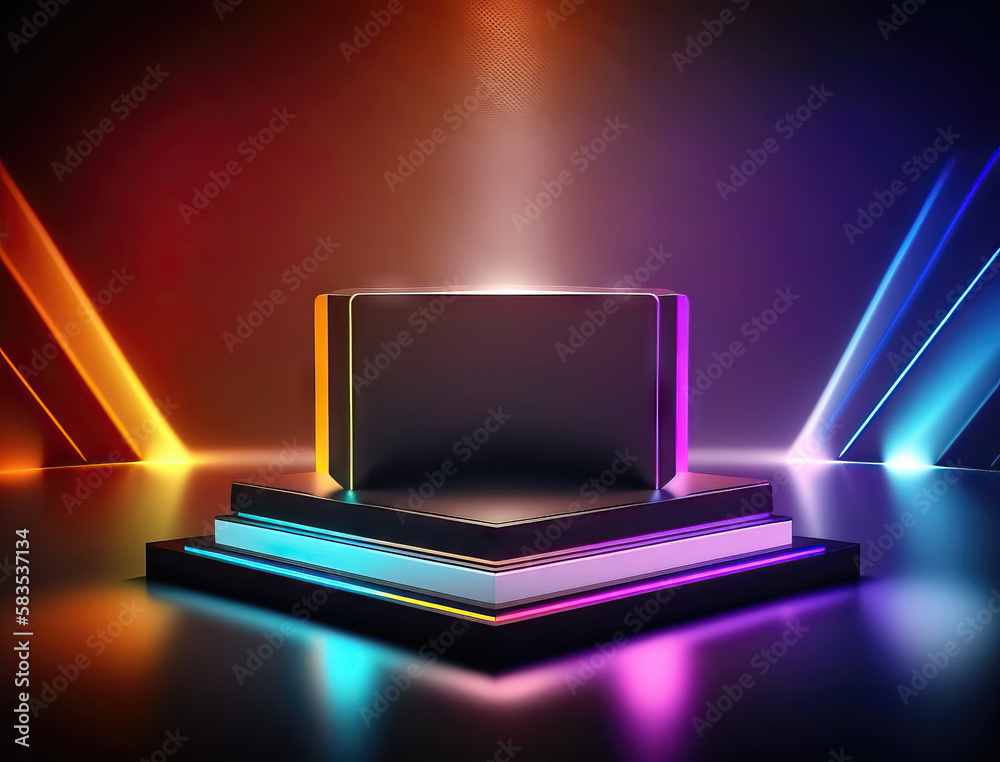 custom made wallpaper toronto digitalAI generated abstract minimal geometric forms, podium for product presentation, simple composition