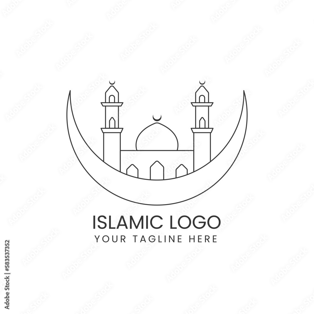 islamic logo ramadan logo design minimalist islamic muslim logo design of mosque and crescent