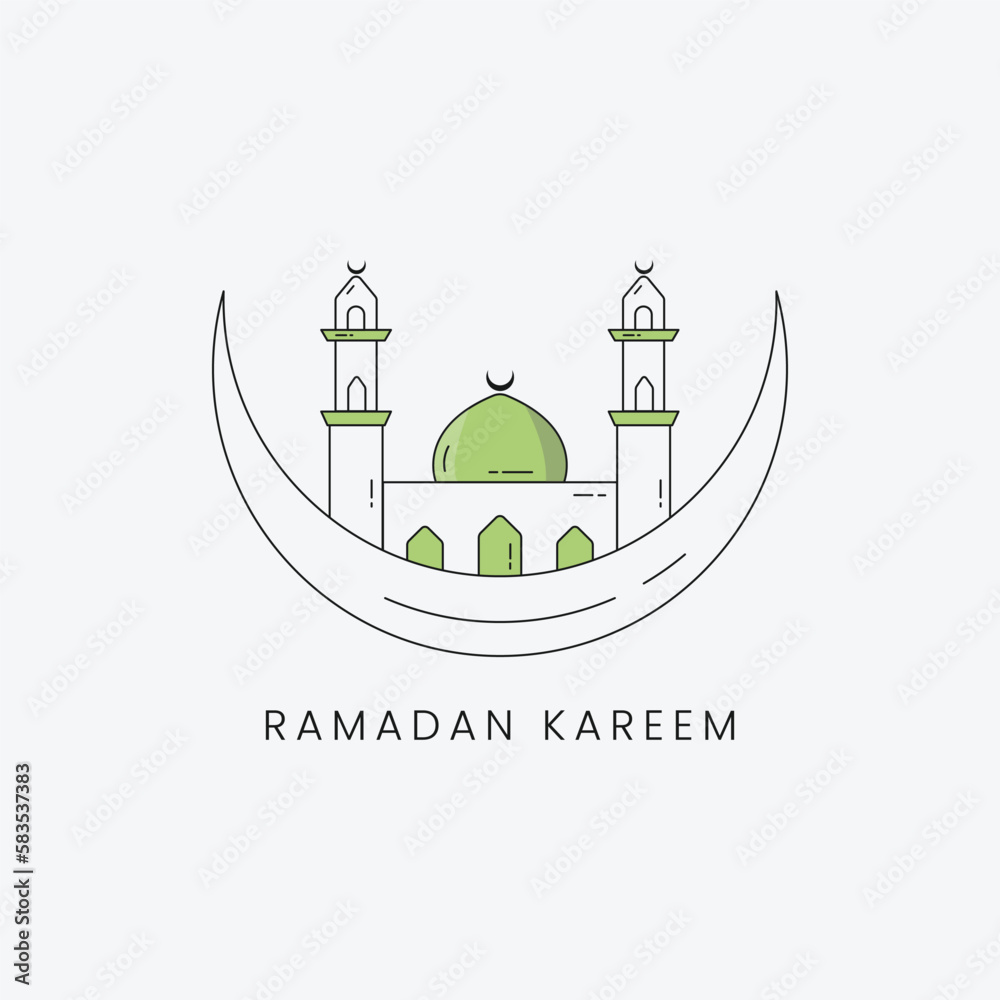 ramadan kareem minimalist design crescent and mosque islamic design ramadan kareem minimalist design crescent and mosque islamic design