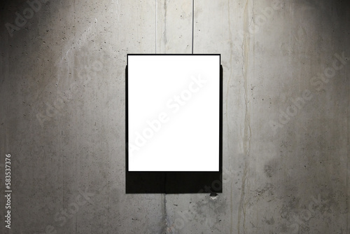 Empty frame on wall in PNG isolated on transparent background