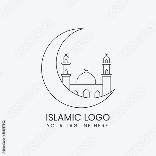 islamic logo ramadan logo design minimalist islamic muslim logo design of mosque and crescent