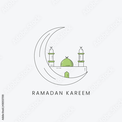 ramadan kareem minimalist design crescent and mosque islamic design