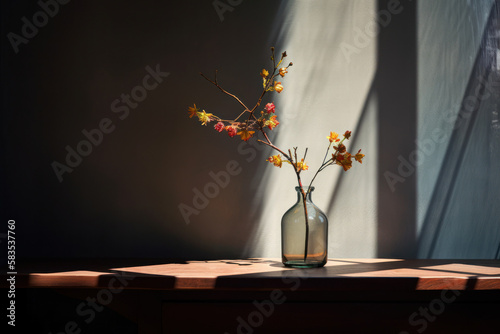 Spring still life with window light. Generative AI