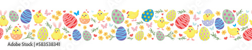 Easter seamless pattern with chicks 