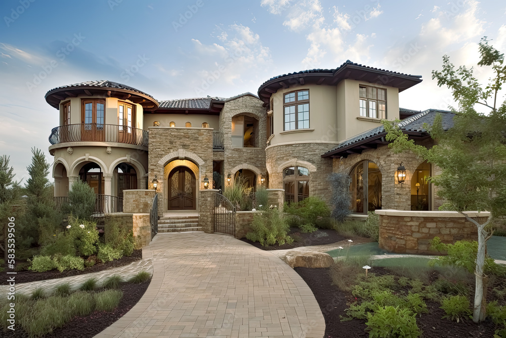 Beautiful Fancy Home Exterior. Generative Ai.  luxury, modern, contemporary, and traditional. 
