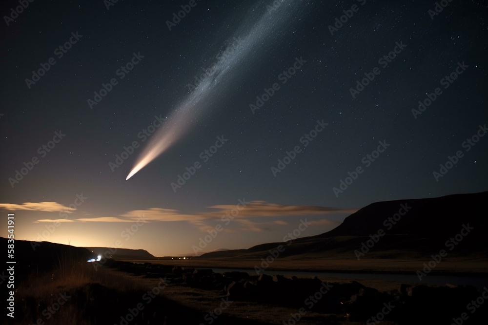 A comet streaking across the sky Generative AI