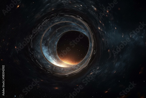 A depiction of a black hole in space Generative AI