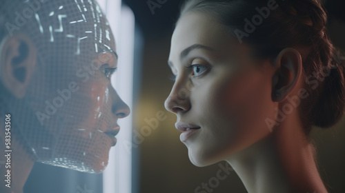Frau mit AI, ai, generative, generative ai, generativ,